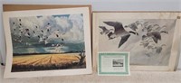 ASSORTED UNFRAMED PRINTS, GOOSE PRINTS ONE WITH