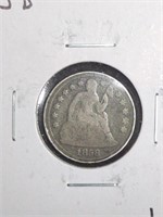 1858 Seated Liberty Silver Dime marked Good