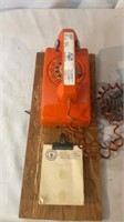 Orange Wall Mount Rotary Phone