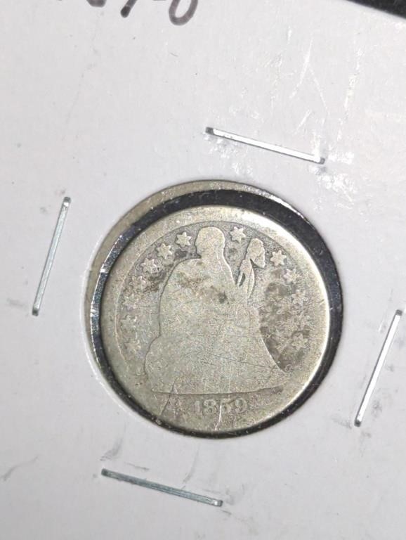 1859-O Seated Liberty Silver Dime marked Good