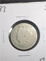 1887 Liberty V Nickel Coin marked AG