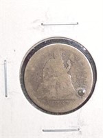 1867-S Seated Liberty Silver Dime marked AG,