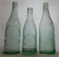 3 Indiana blob top bottles: Clinton Bottling Works