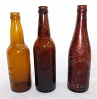 3 brown Ohio blob top bottles: