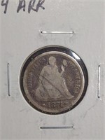 1874 With Arrows Seated Liberty Silver Dime