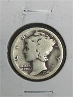 1916 Mercury Silver Dime marked Good