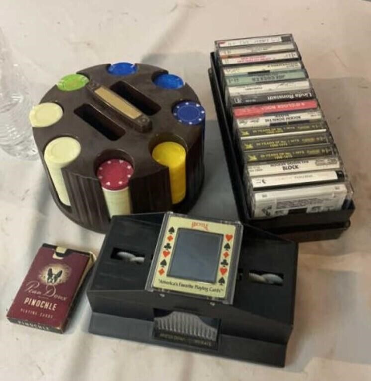 Poker Chips , Card shuffler, cassette tapes