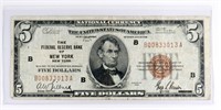 1929 US $5 NATIONAL CURRENCY NOTE - NEW YORK
