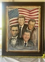 Signed Wall Art, Presidents  and John Wayne 35 x
