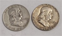 1952 AND 52D FRANKLIN HALF DOLLARS