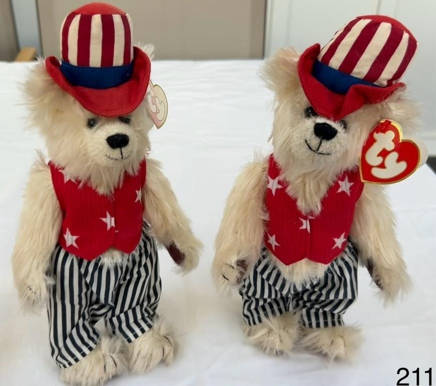 Pair of TY Uncle Sam Beanie Baby/Babies