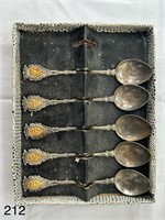 Vintage Set of (5) Demitasse Italy Spoons w/ Brass