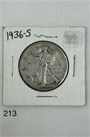1936-S Circulated Walking Liberty Silver Half Doll