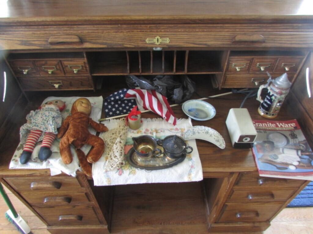 old dolls,graniteware book,stein & items