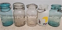 BALL JARS WITH WIRE LATCHES SOME LIDS