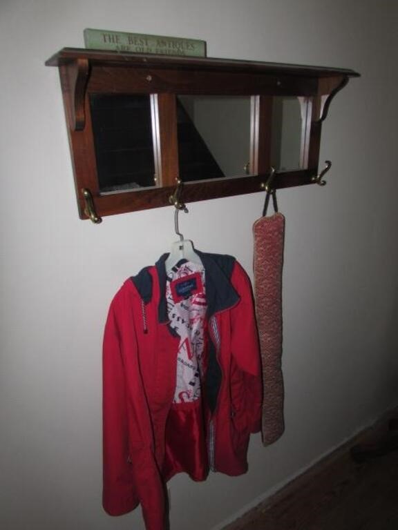 wall coat rack & items