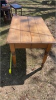 41 x 27 x 30 tall, solid wood table on wheels