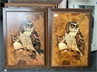 Pair of Richard screech owl art