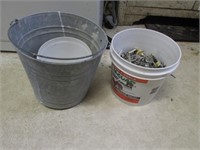 bucket & tub of items