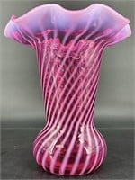 Fenton Fuchsia Opal Spiral Optic Vase 283/1995