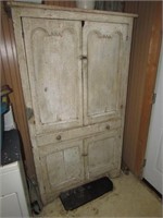 antique white cabinet & contents inside it