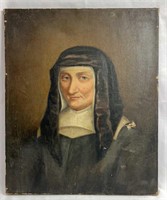 Antique Saint Louise Painting On Canvas