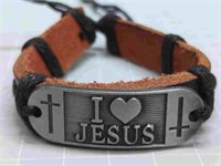 Leather bracelet"I love Jesus"