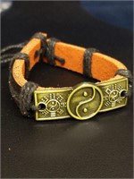 Leather yin yang bracelet