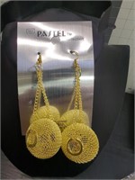 Gold color ball dangle earrings