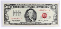 1966 US $100 RED SEAL BANK NOTE