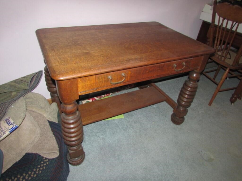 antique oak barley twist library table