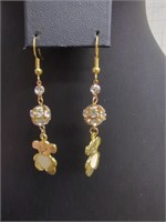 Gold color bear ball earrings