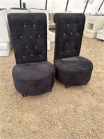 Chairs Black Cloth . Set of (2)  button tufted