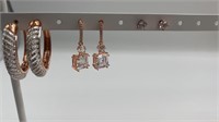Swarovski elements rose gold hoops and 3 piece