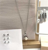 Swarovski Elements Pearl Pendant studs & hoop