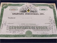 Spartans Industries Inc Stock Certificate
