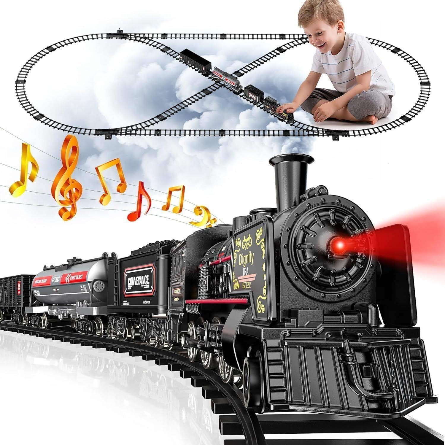 Hot Bee Train Set w/Steam Locomotive & Tracks