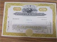 Food fair stores Inc stock certificate