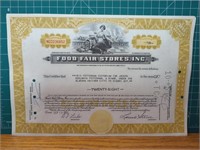 Food fair stores Inc stock certificate