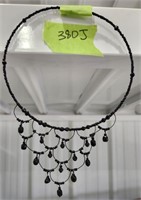 Black Bead adjustable Choker Necklace