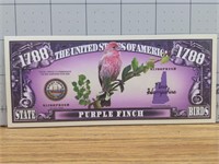 Purple finch novelty banknote