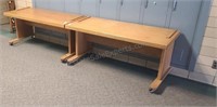 Wooden school tables on casters. Each is