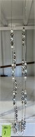 2 Long Costume Silver & beads Necklaces