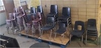 Stackable youth and adult chairs. Buyer takes