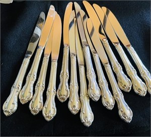 13 Sterling Silver handled dinner knives by