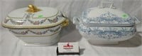 2 COVERED SOUP TUREENS, 1 SPODE