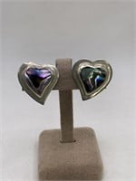 SIGNED ATI STERLING SILVER HEART CLIP ON EARRINGS