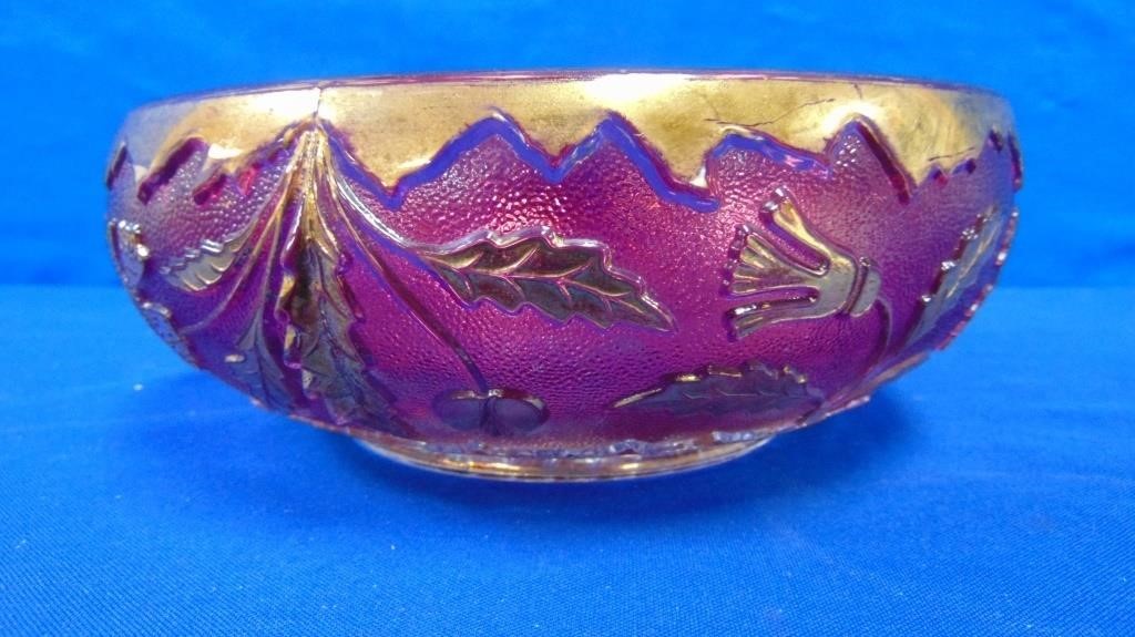 Vintage Amethyst & Gold Press Glass Bowl