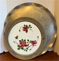 Vintage Rose 12” and 16” Cake/Serving Platter Lot