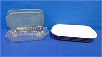 (2) Baking Dishes Glass With Cover White ,